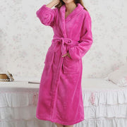 Women's long plush flannel bathrobe, view 7 - MRSLM
