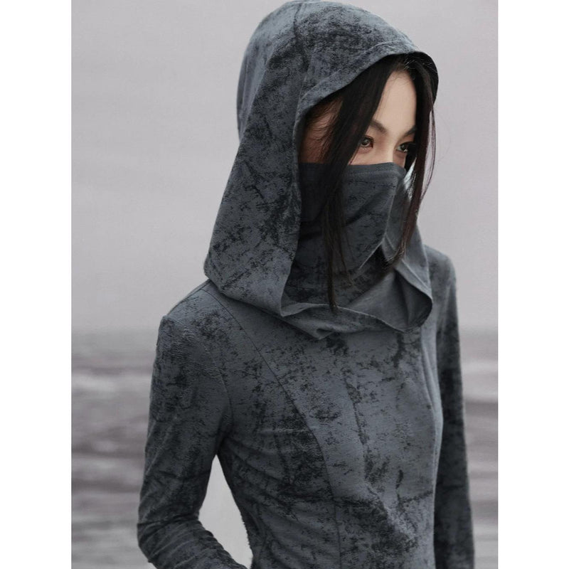 hooded high neck knit dress, view 5 - MRSLM