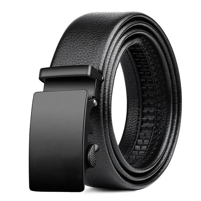 men's black PU leather belt automatic buckle - MRSLM