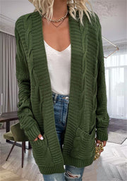 mid-length twist cardigan sweater for women, view 8 - MRSLM