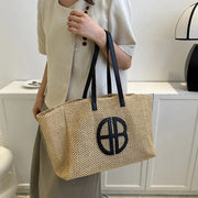handmade straw knitting tote bag, view 8 - MRSLM