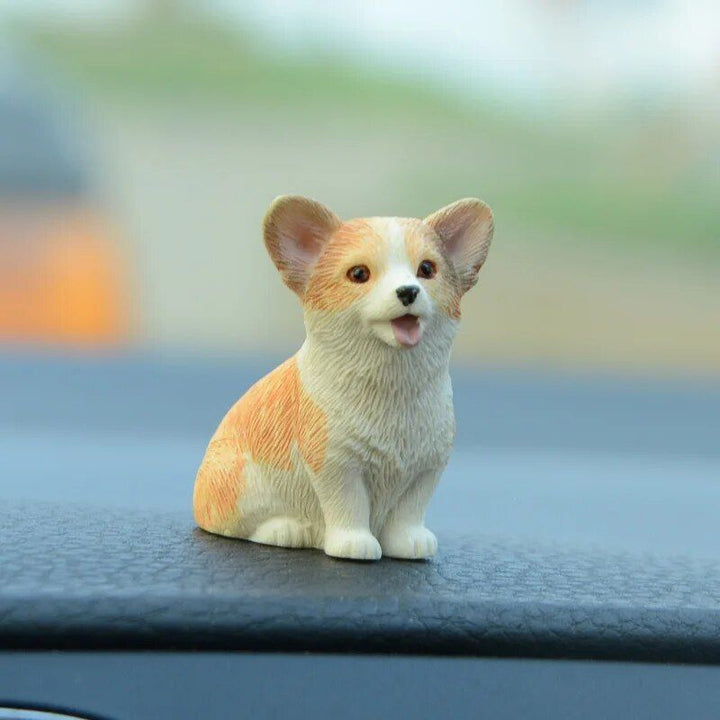 Cute Corgi Dashboard Ornament - Mini Resin Puppy Car Decor