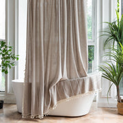 bohemian tassel shower curtain, view 6 - MRSLM
