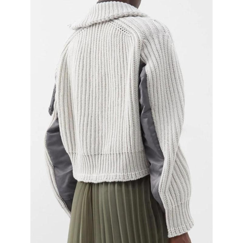 women's rib knit jacket, view 5 - MRSLM