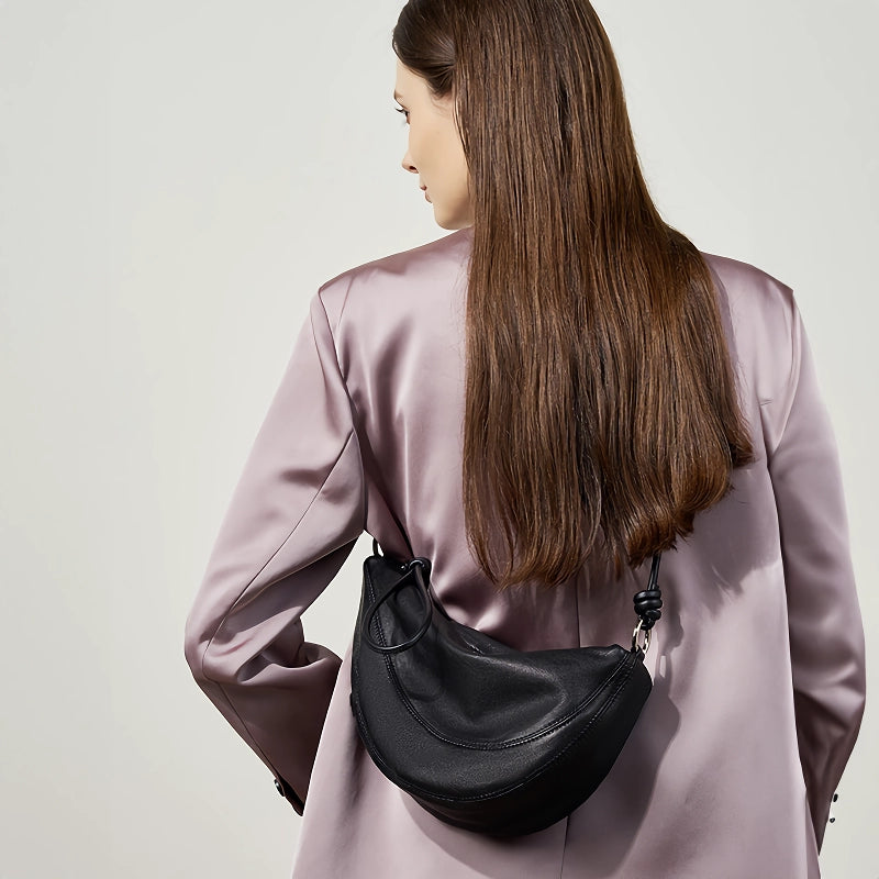 elegant soft leather dumpling bag, view 5 - MRSLM