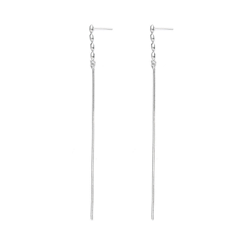 Round Bead Long Tassel Earrings