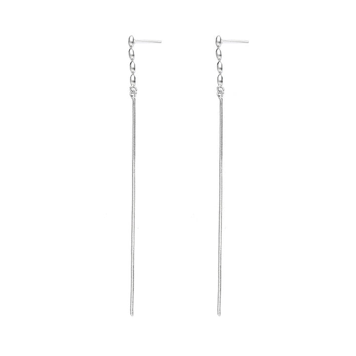 Round Bead Long Tassel Earrings