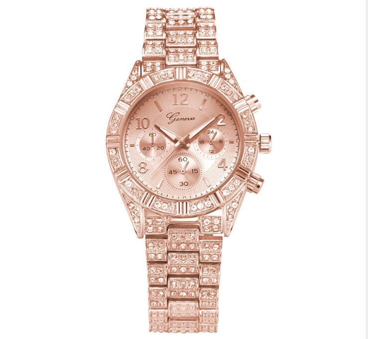 Women's crystal quartz watch with metal band, view 7 - MRSLM