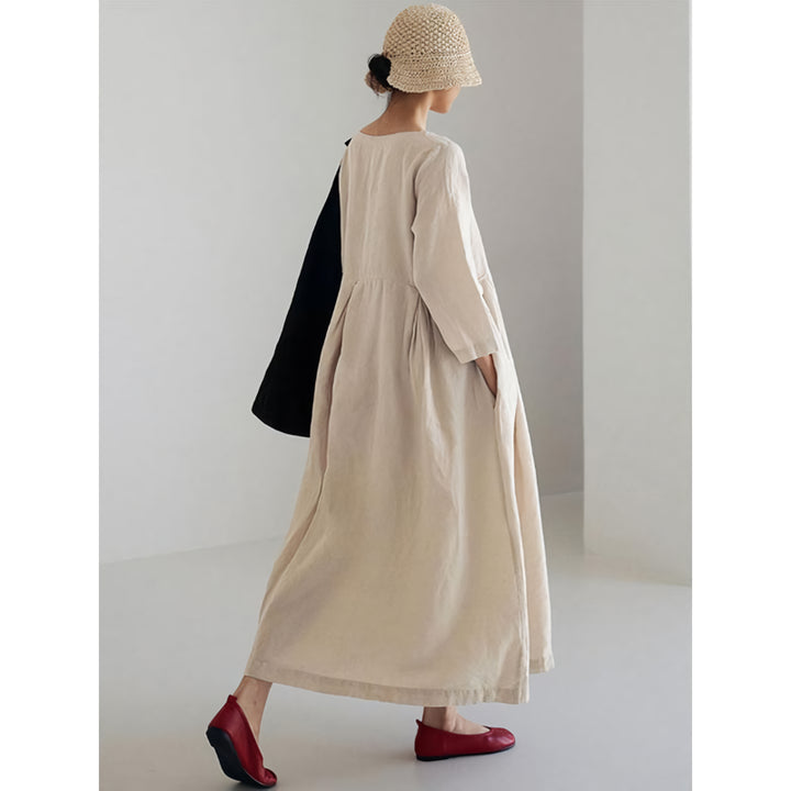 Women's Summer Cotton Linen Maxi Dress