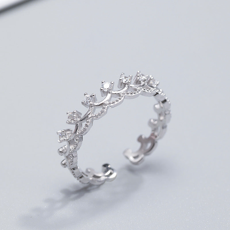 silver crown ring for women - MRSLM