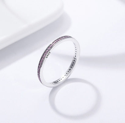 slim silver zircon ring, view 10 - MRSLM