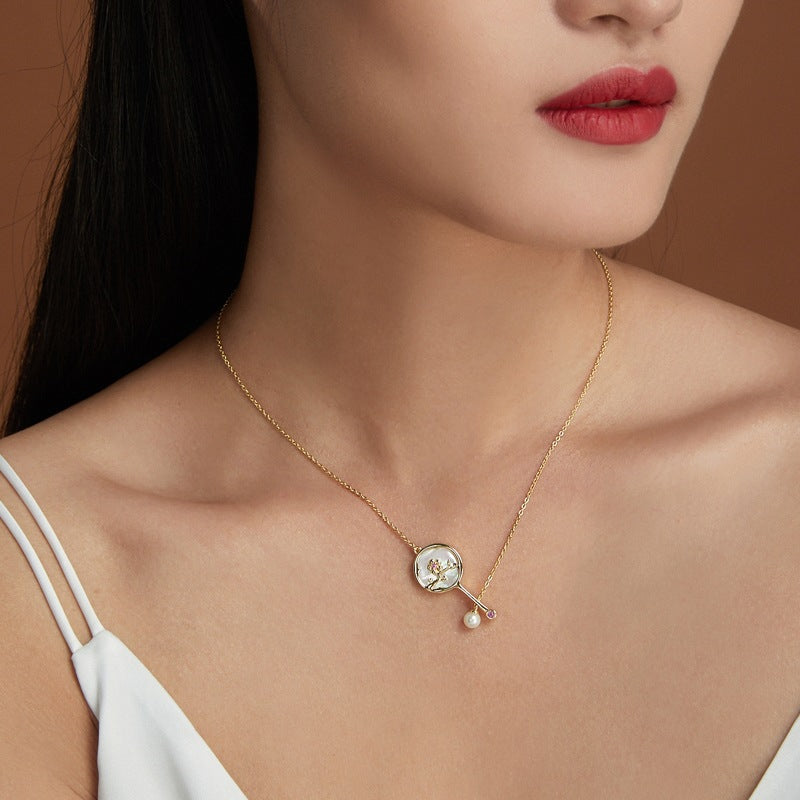 s925 silver plum blossom necklace, view 4 - MRSLM