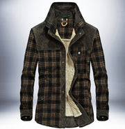Men's fleece-lined cotton plaid jacket, view 6 - MRSLM