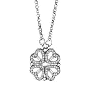 Heart-shaped crystal clover pendant necklace, view 4 - MRSLM