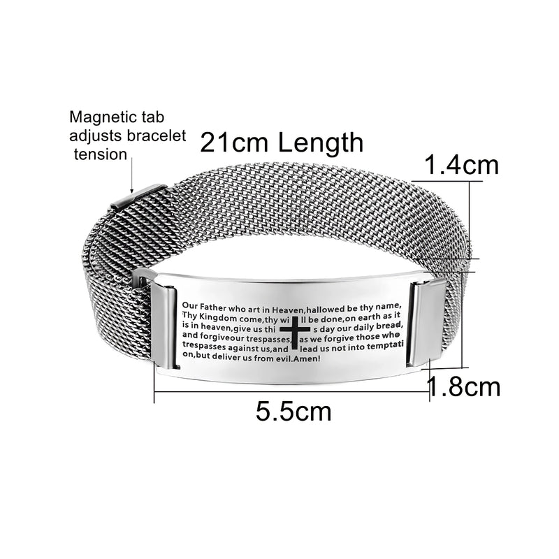 Christian cross magnetic cuff bracelet for men, view 8 - MRSLM