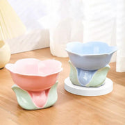 flower shaped elevated ceramic cat bowl - MRSLM