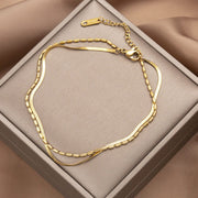 stainless steel double layer charm anklet - MRSLM