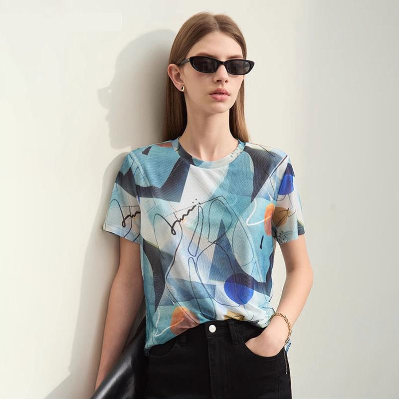 retro geometric mesh t-shirt - MRSLM
