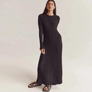 elegant pleated knit dress, view 25 - MRSLM