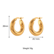 gold-plated stainless steel hoop earrings, view 3 - MRSLM
