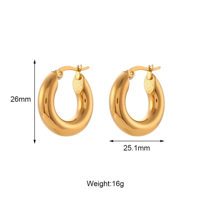 gold-plated stainless steel hoop earrings, view 3 - MRSLM