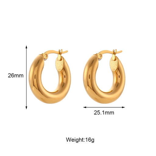 gold-plated stainless steel hoop earrings, view 3 - MRSLM