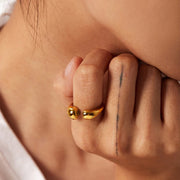 high polished gold plated chunky adjustable ring, view 5 - MRSLM