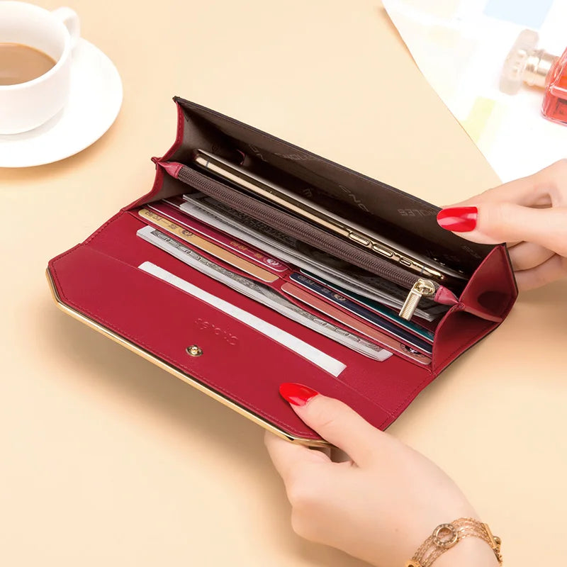 animal engraved women's long faux leather wallet, view 5 - MRSLM