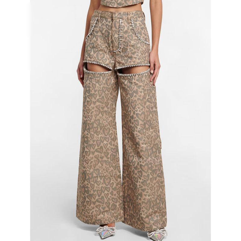 leopard patchwork wide-leg jeans, view 7 - MRSLM