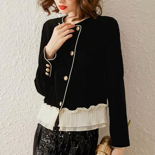 women's lace contrast patchwork jacket - MRSLM
