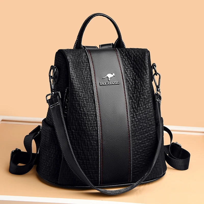 soft PU leather backpack, view 3 - MRSLM