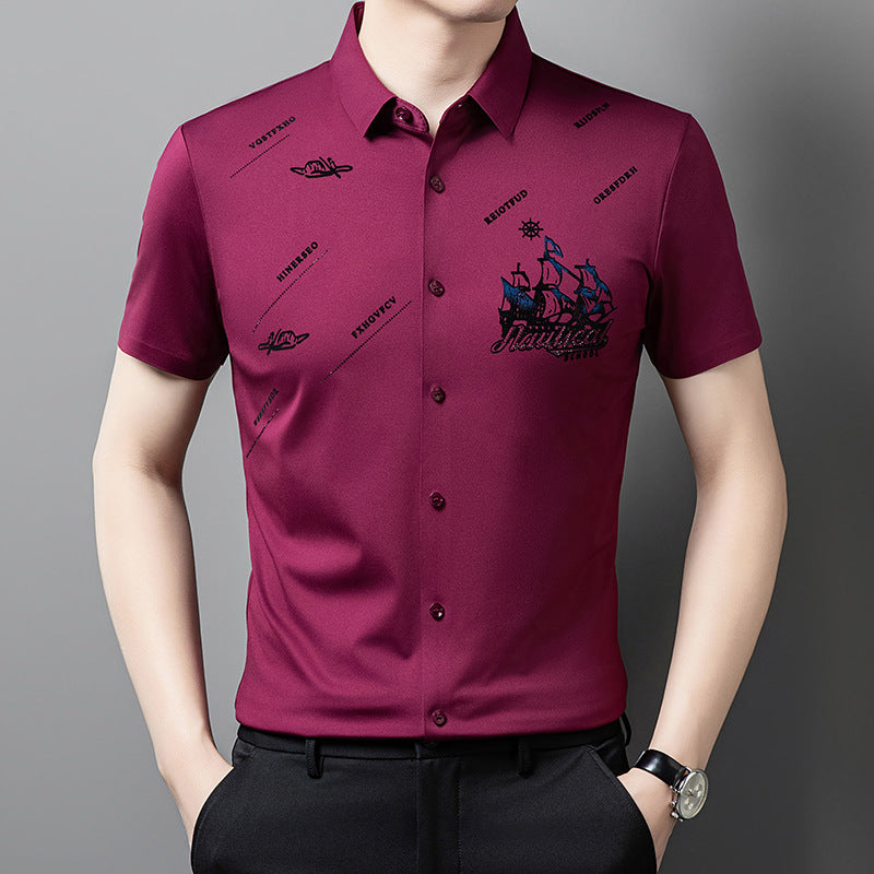 Men's rhinestone printed shirt, view 3 - MRSLM