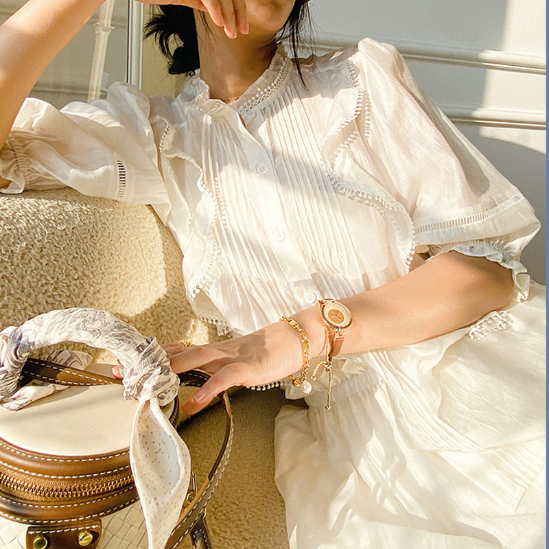 Women's Lyocell Shirt With Puff Sleeve Design