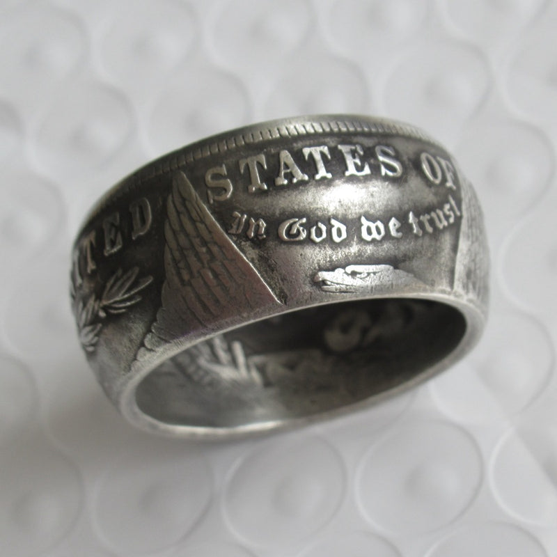 antique morgan dollar coin ring, view 4 - MRSLM