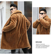Men's long faux fur coat, view 10 - MRSLM