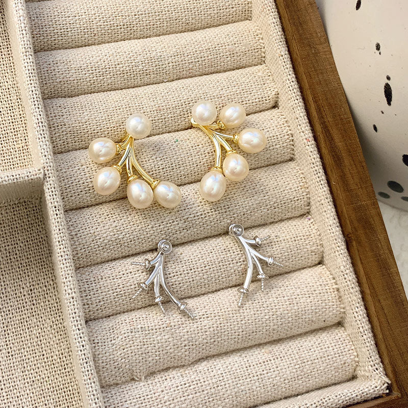 sterling silver pearl earrings, view 5 - MRSLM