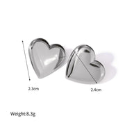 gold plated heart stud earrings, view 2 - MRSLM