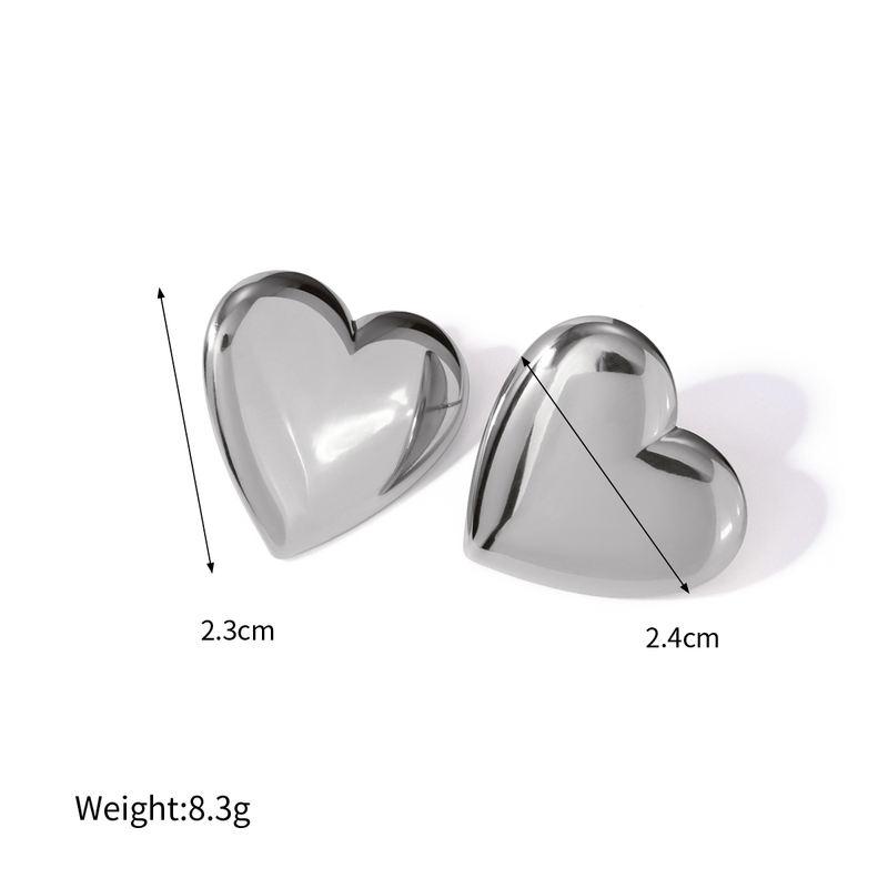 gold plated heart stud earrings, view 2 - MRSLM