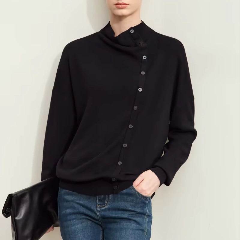 asymmetrical mock neck sweater, view 5 - MRSLM