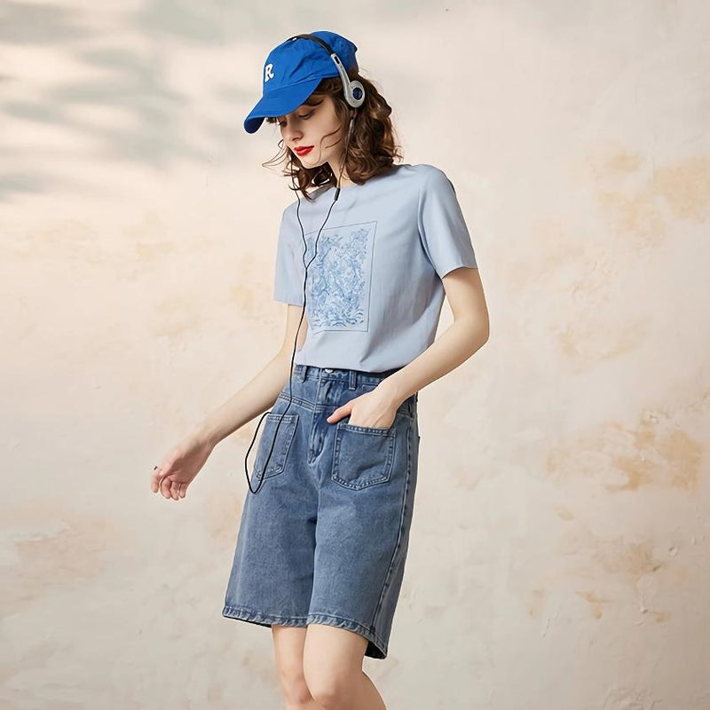 Scenery print round neck t-shirt, view 3 - MRSLM