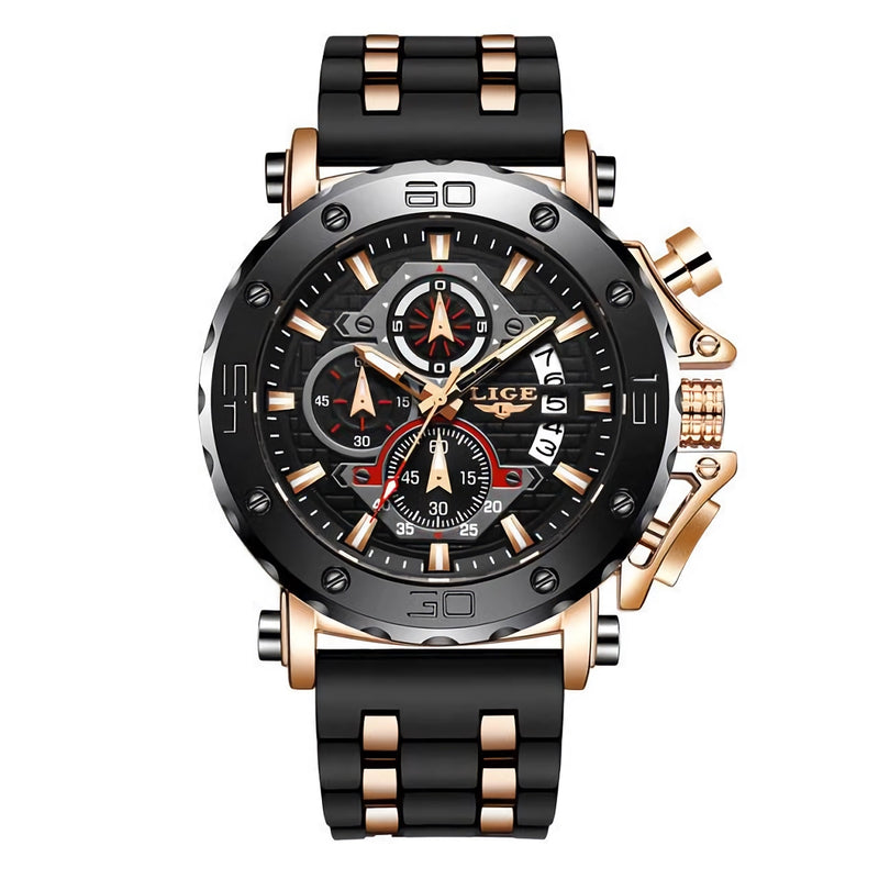men's sports chronograph silicone watch, view 5 - MRSLM