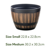 durable plastic barrel flowerpot, view 6 - MRSLM