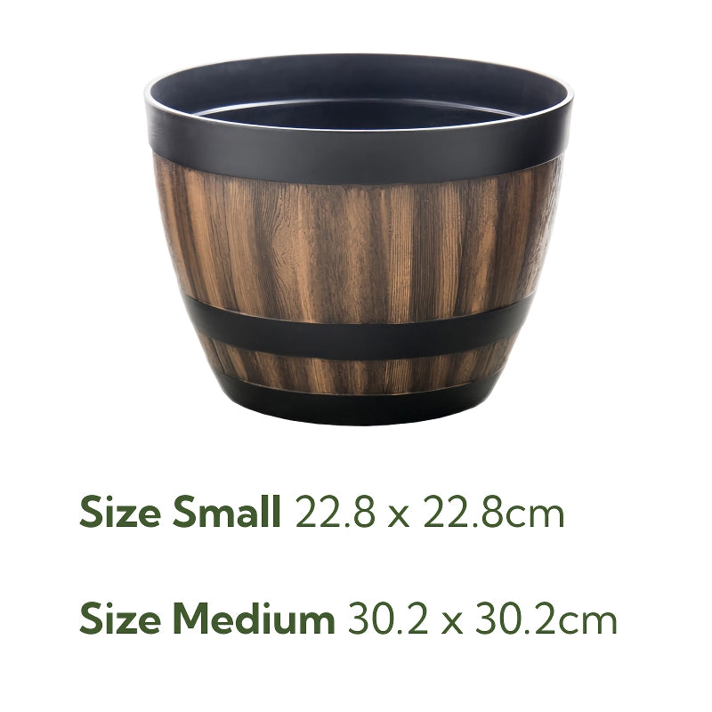 durable plastic barrel flowerpot, view 6 - MRSLM