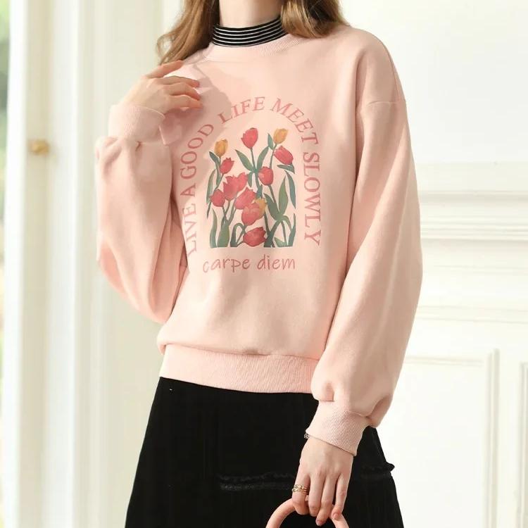 women's half high neck fleece hoodie - MRSLM