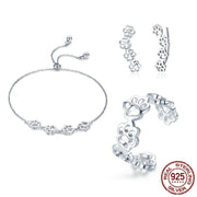 pet paw print silver jewelry set, view 2 - MRSLM