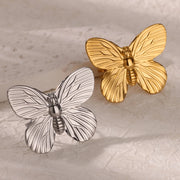 vintage butterfly stainless steel ring, view 8 - MRSLM