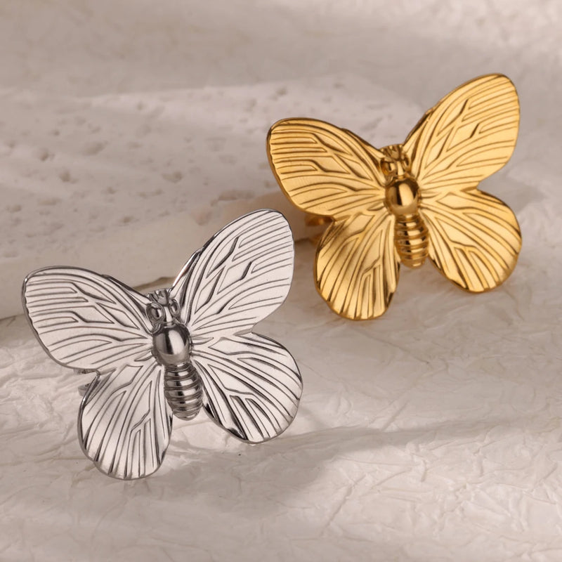 vintage butterfly stainless steel ring, view 8 - MRSLM