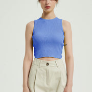 Sleeveless knitted crop top, view 8 - MRSLM