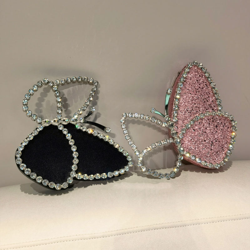 butterfly diamond evening clutch bag, view 3 - MRSLM