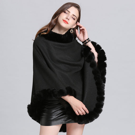 Women's knit cape shawl with batwing sleeves - MRSLM